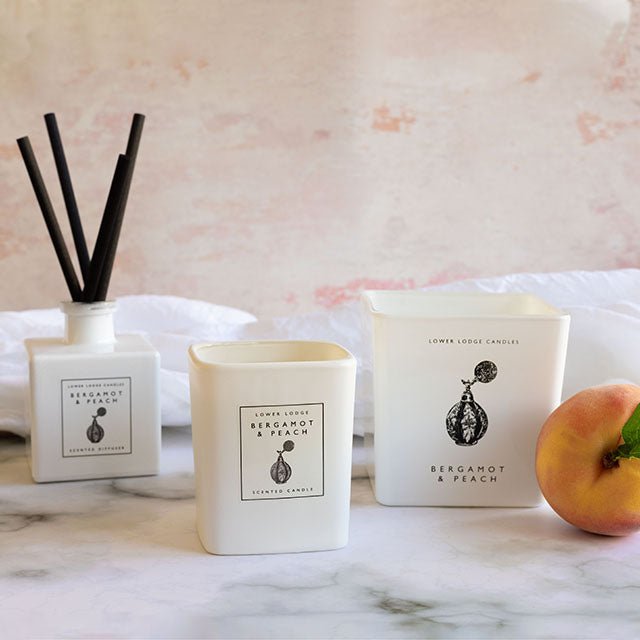 Bergamot & Peach Deluxe Scented Candle - Deluxe Candle - Lower Lodge Candles