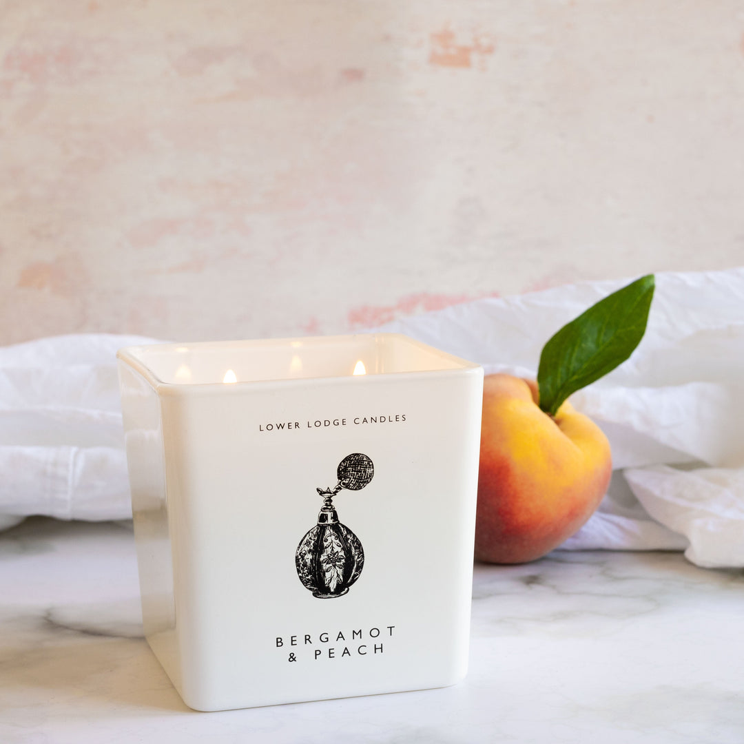 Bergamot & Peach Deluxe Scented Candle - Deluxe Candle - Lower Lodge Candles