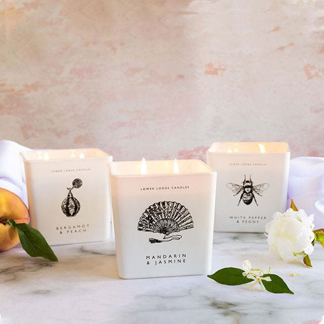 White Pepper & Peony Deluxe Scented Candle - Deluxe Candle - Lower Lodge Candles