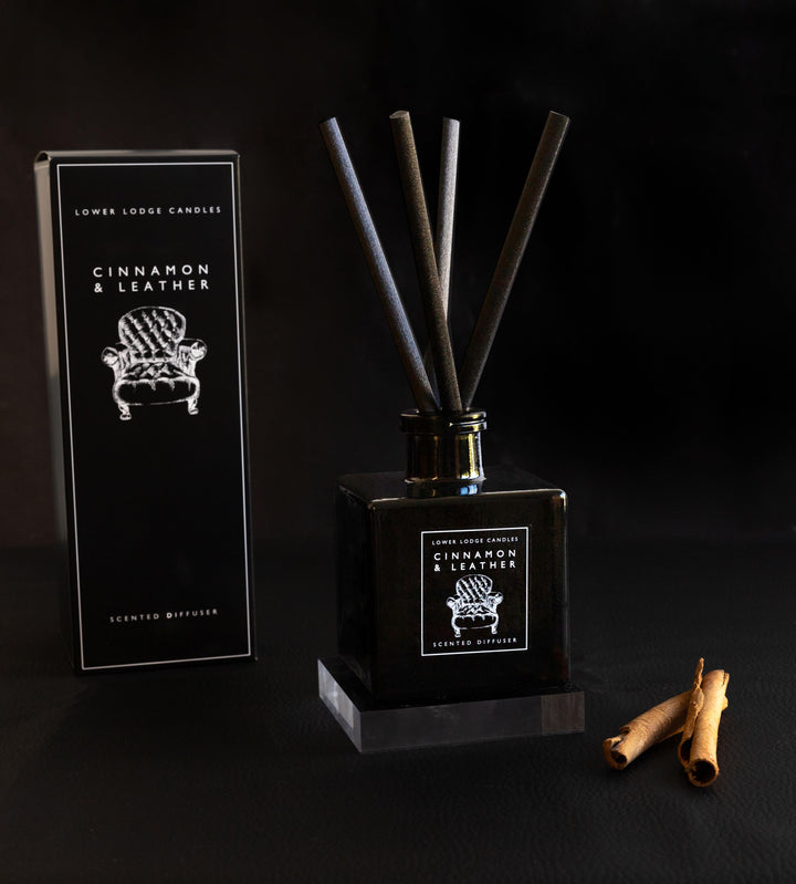 Cinnamon & Leather Scented Reed Diffuser - Reed Diffuser - Lower Lodge Candles