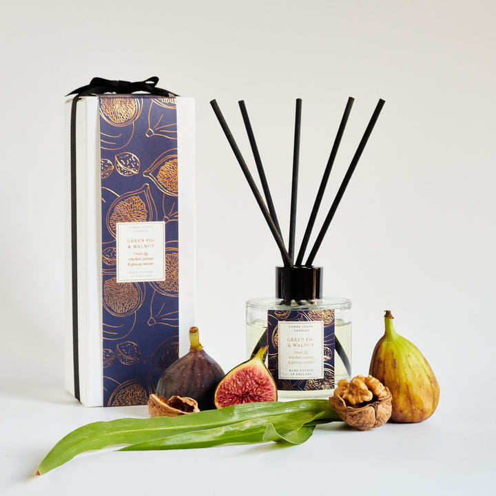 Green Fig & Walnut Scented Reed Diffuser - Reed Diffuser - Lower Lodge Candles