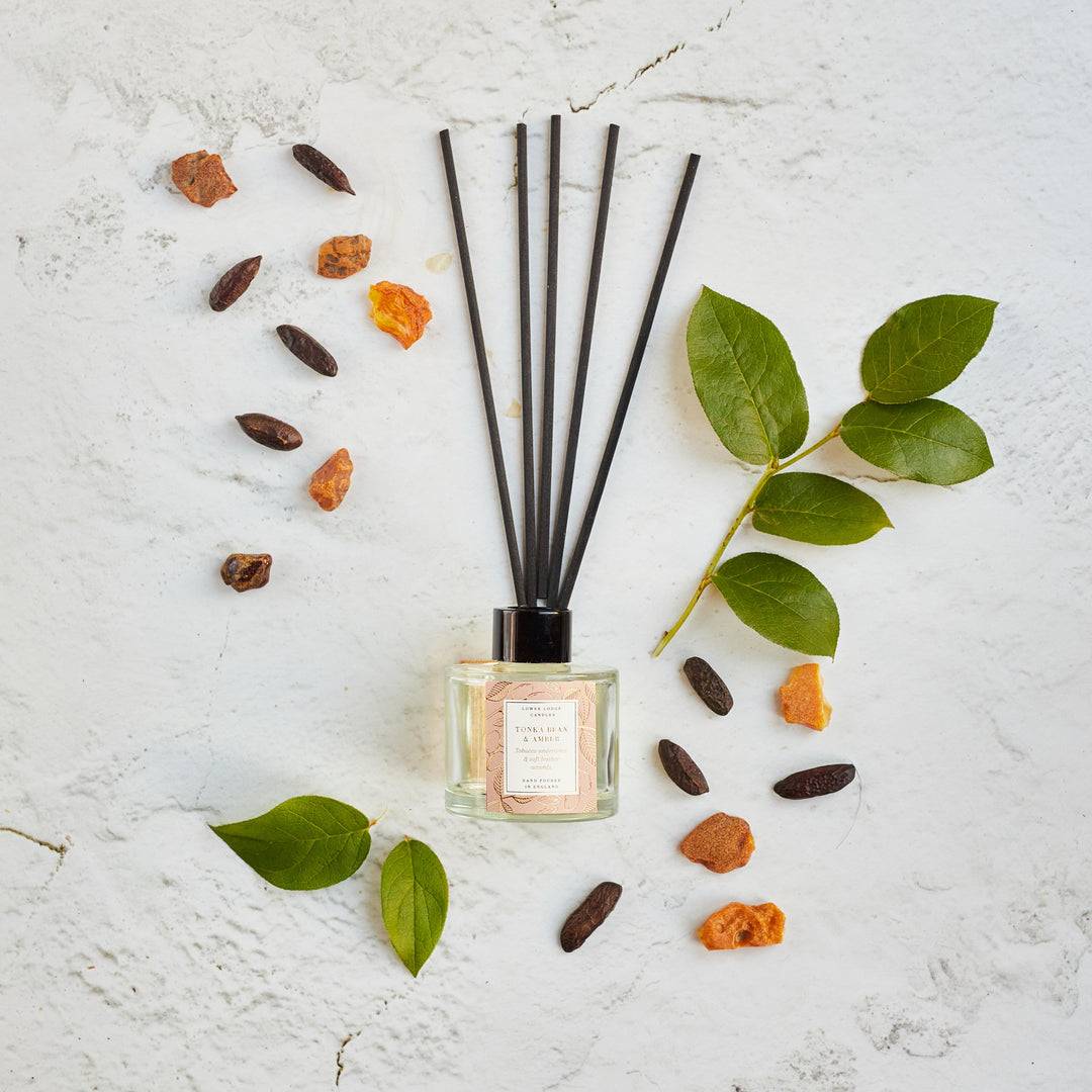 Tonka Bean & Amber Scented Reed Diffuser - Reed Diffuser - Lower Lodge Candles