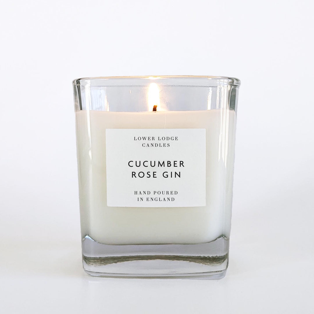 Cucumber rose gin home scented candle - lower lodge candles