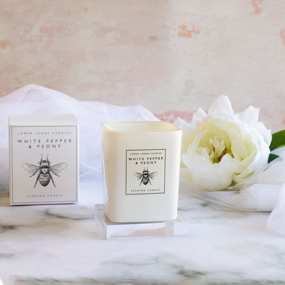 White Pepper & Peony Home Scented Candle - Home Candle - Lower Lodge Candles